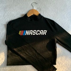 long sleeve black crop top NASCAR/Forever 21